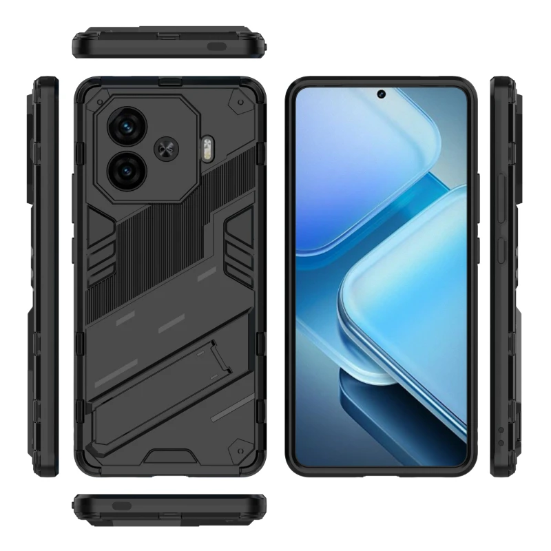 For VIVO iQOO Z9 Turbo Z9X 5G Case Back Cover Shockproof Armor Anti-Fall Protect Back Cover Coque Kickstand Phone Case