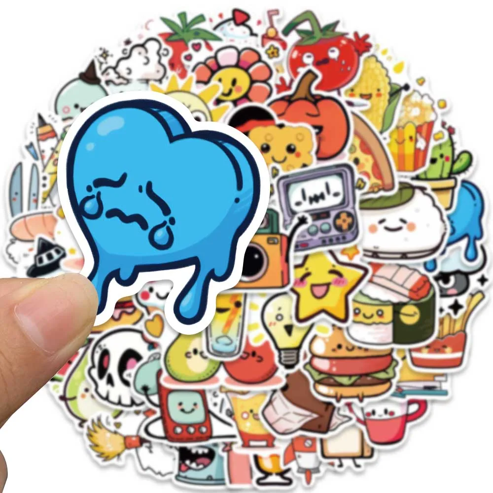 50pcs Cartoon Happy Mood Graffiti Sticker Creative Funny Decal For Phone Case Laptop Diary DIY Decal Sticker PVC HD Printing