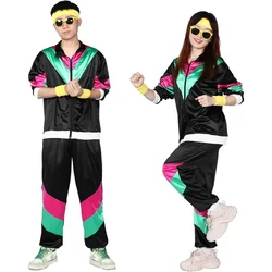 80s Tracksuit Costumes for Men, 90s Hip Hop Shell Suit Costume Mens 80s Retro Tracksuit Jacket Disco Costume