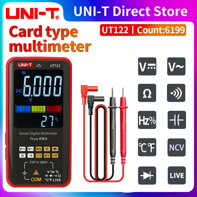 UNI-T UT121 UT122 Smart Digital Multimeter AC DC Voltage Resistance Capacitance Frequency Voltmeter Professional Multi Meter