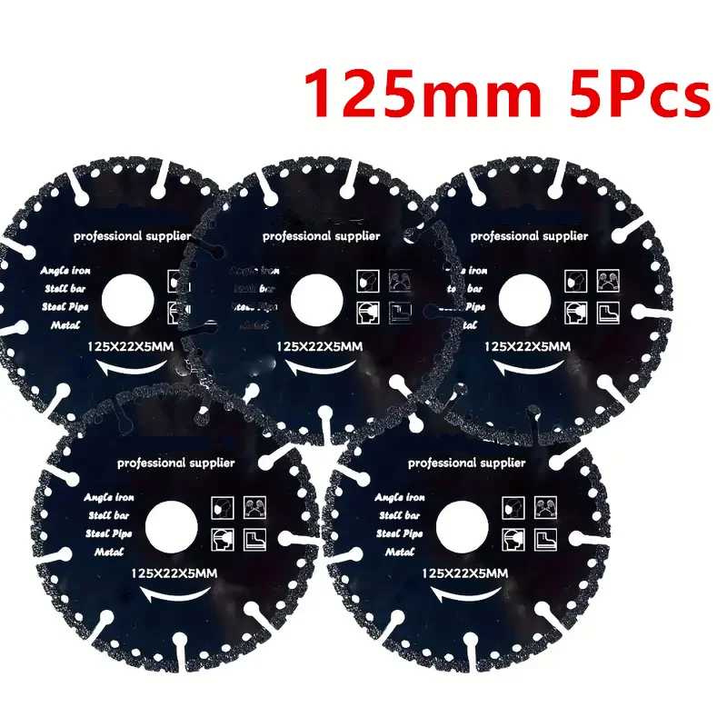 

5 шт. 125 мм алмазная пластина для резки металла, режущий диск для алмазной пилы, подходит для железа, стальных стержней, металлических листов, алюминия