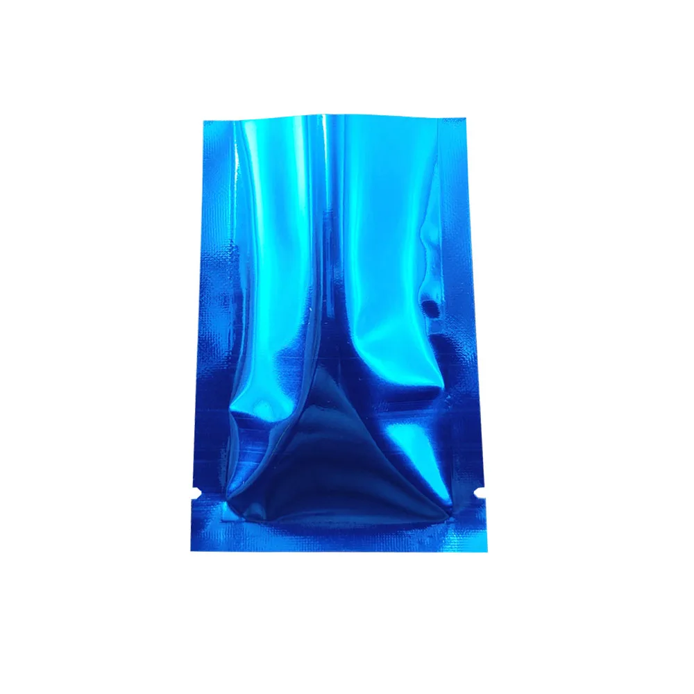 

Glossy Blue Open Top Bags Heat Seal Mylar Vacuum Aluminum Foil Pouches For Bulk Food Powder Tea Packaging Bags