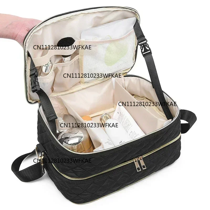 Nail Polish Storage Bag Portable Cosmetic Large Shoulder Bag Organizer for Travel Nail Salon 3 Layer Essential Oil Bag