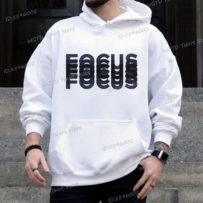 Men's Hoodies Funny Focus Graphic Casual Hooded Shirt Streetwear Harajuku Male Tops Focus Print Funny Pullover Hoodie Clothes