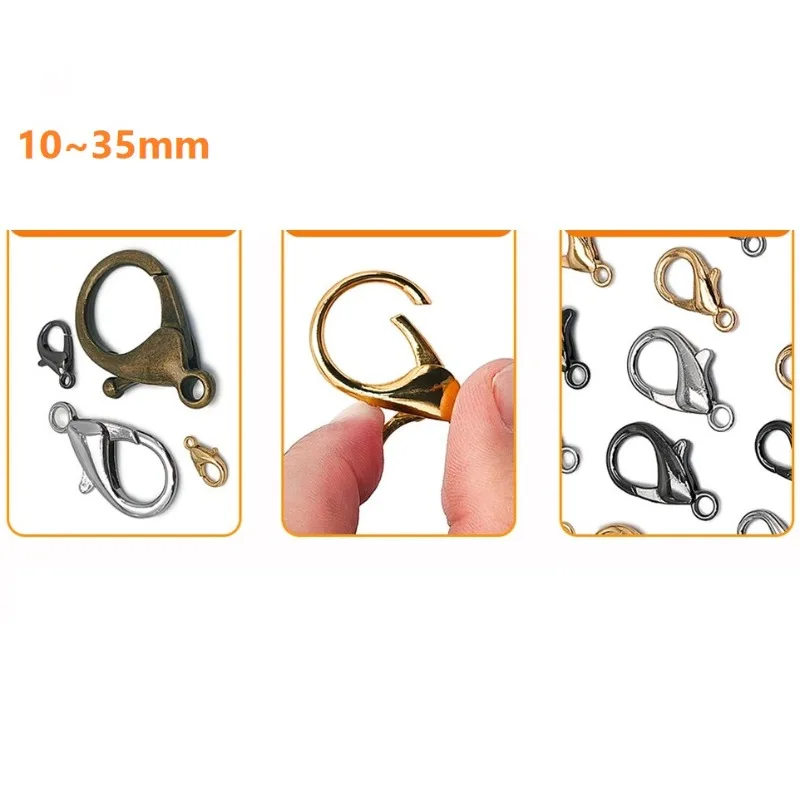 10~35mm Lobster Clasp Connector For DIY Jewelry Making Keychains Keyring Hooks Accessories Supplies