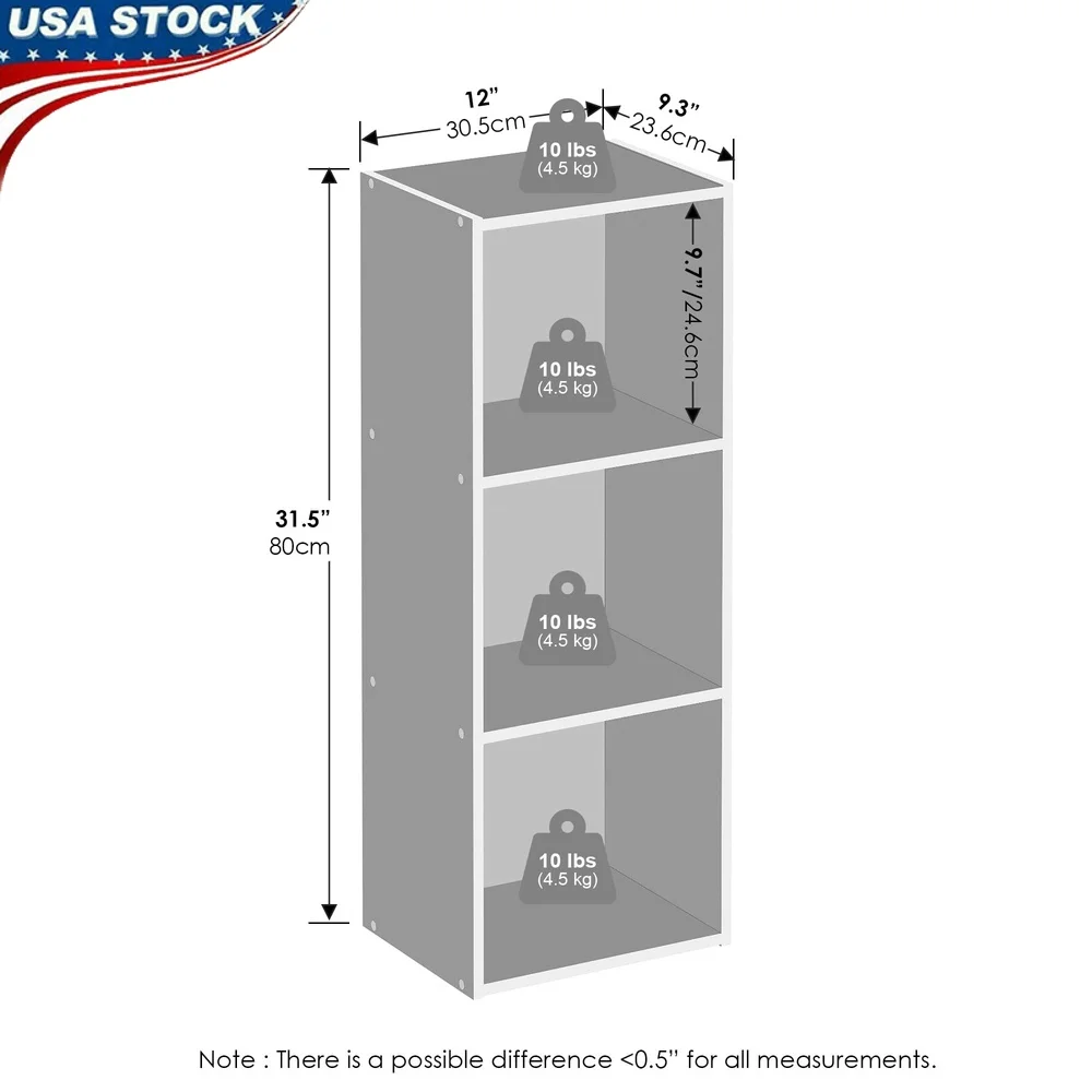 

3-Tier Open Shelf Multipurpose Closet Organizer Storage Unit Clothes Shoes Accessories Durable Composite Wood