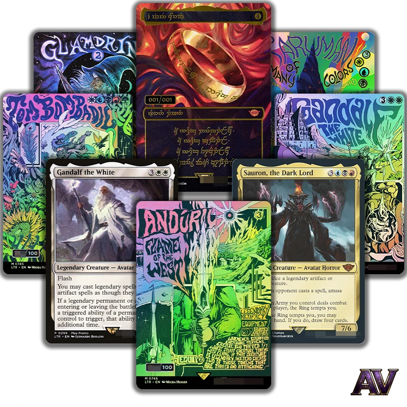 Juego de Cartas Coleccionables TCG de LTR Tales of Middle-earth, Cartas Mágicas Proxy, Pósters/Suelas Numeradas, Serie de Promociones, etc., con Efecto Holográfico
