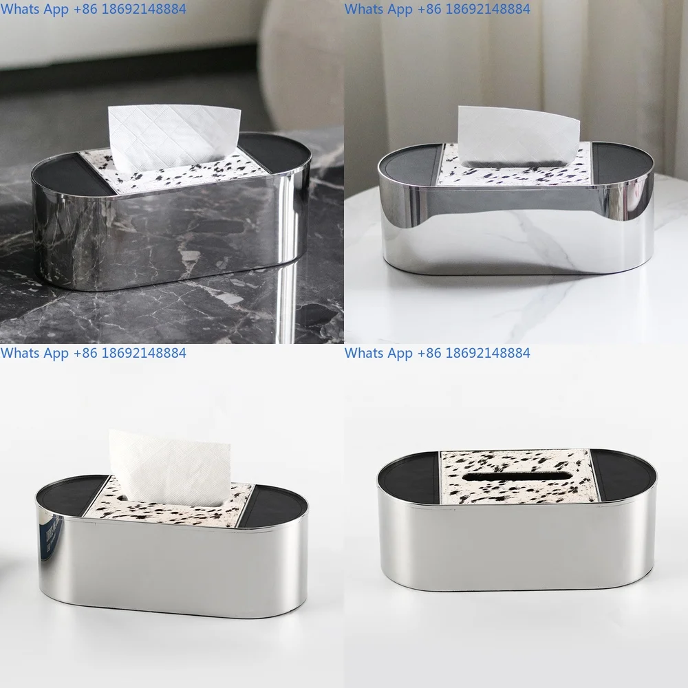 

Luxury Leather Faux Horsehair Tissue Box Decorative Holder for Hotel Room Decor