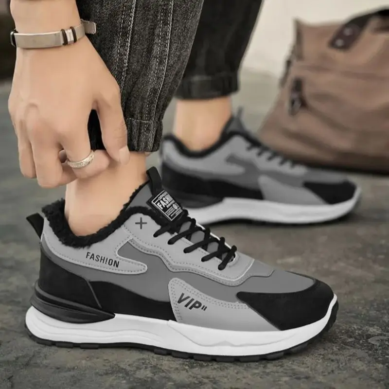 

Men's Winter Sports Shoes 2025 New Style Casual Leather Surface Waterproof Anti-Slip Work Protection Fleece Warmth Cotton Trendy