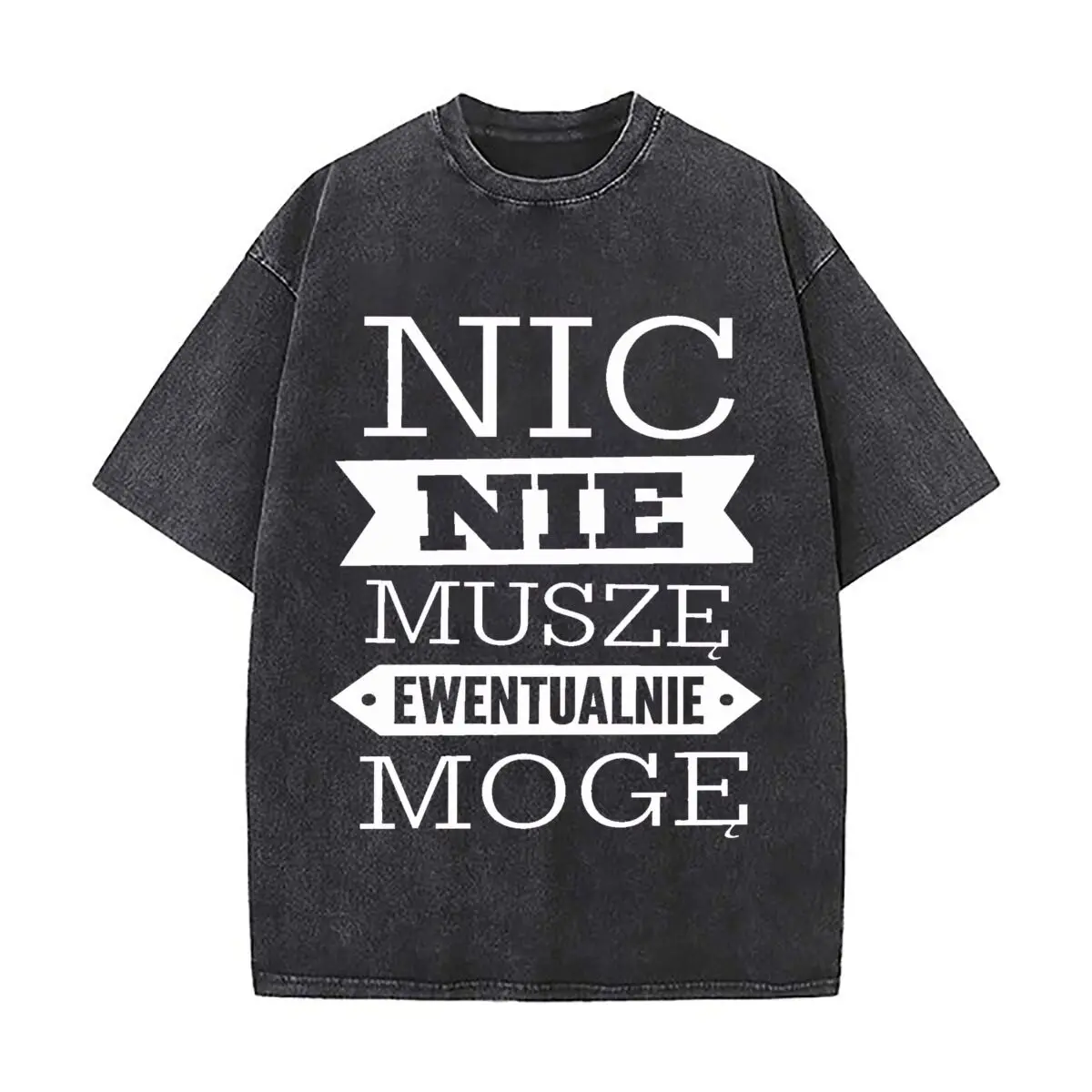 No One Muses Knowledge Like You T-shirt ample à manches courtes style streetwear vintage en tissu délavé à l'effet vieilli, avec motif en polonais