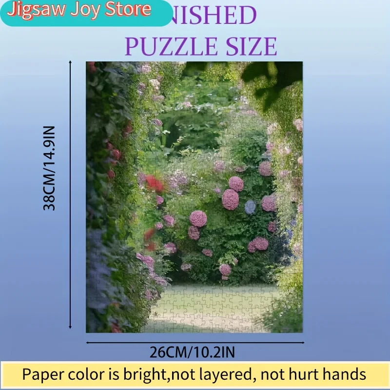 1箱アジサイの花ミニパズル - 15x10インチの豊かな花の芸術、中級スキルレベル、大人向けのポータブル段ボールジグソー