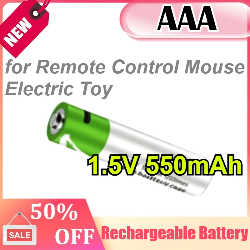 

AAA 1.5V 550mAh Li-ion Battery with Type-C Cable for Remote Control Mouse Electric Toy USB Rechargeable Battery
