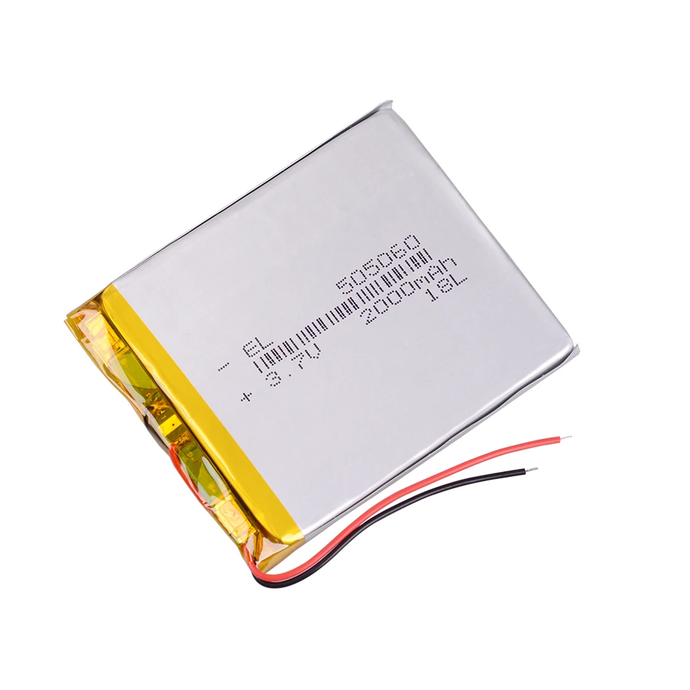 3.7V 2000mAh 505060 Lithium Polymer Li-Po li ion Rechargeable Battery For player Ziku HD X 9 reader textet TB 566 e-book