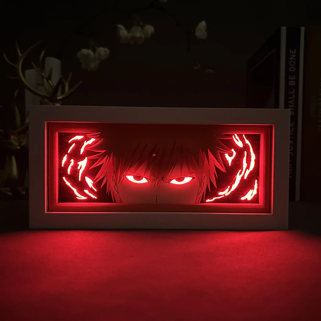 Imagem -02 - Bleach Led Light Box para Decoração do Quarto Corte de Papel Shadow Box Anime Lightbox Ichigo Kurosaki Birthday Gift Bedside Night Lamp