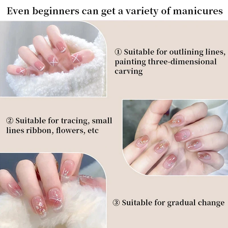 5pcs Nail Art Liner Brush Set UV Gel Nail Brushes Kits French Stripe Line Painting Drawing Flower Pen Professional Manicure Tool