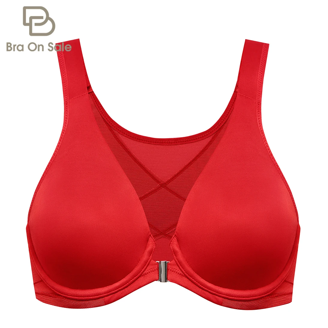 Women's Posture Front Closure Full Coverage Plus Size Bra Underwire Lingerie Support Unlined Plunge Racerback DD E F G H 44 46