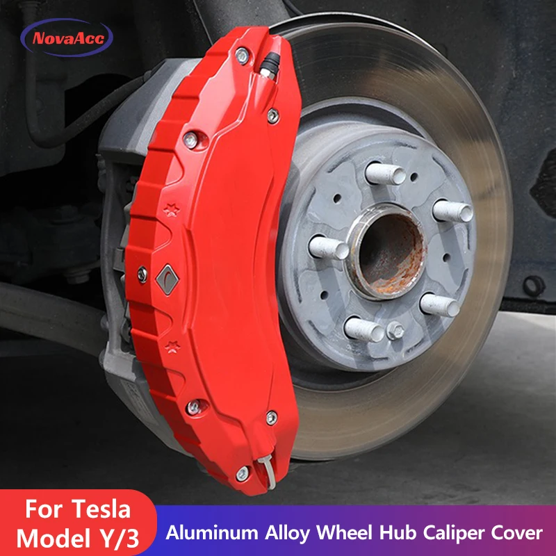 

Aluminum Alloy Wheel Hub Caliper Cover For Tesla Model Y Juniper Model 3 Highland 2021-2025 Durable Car Brake Caliper Protection