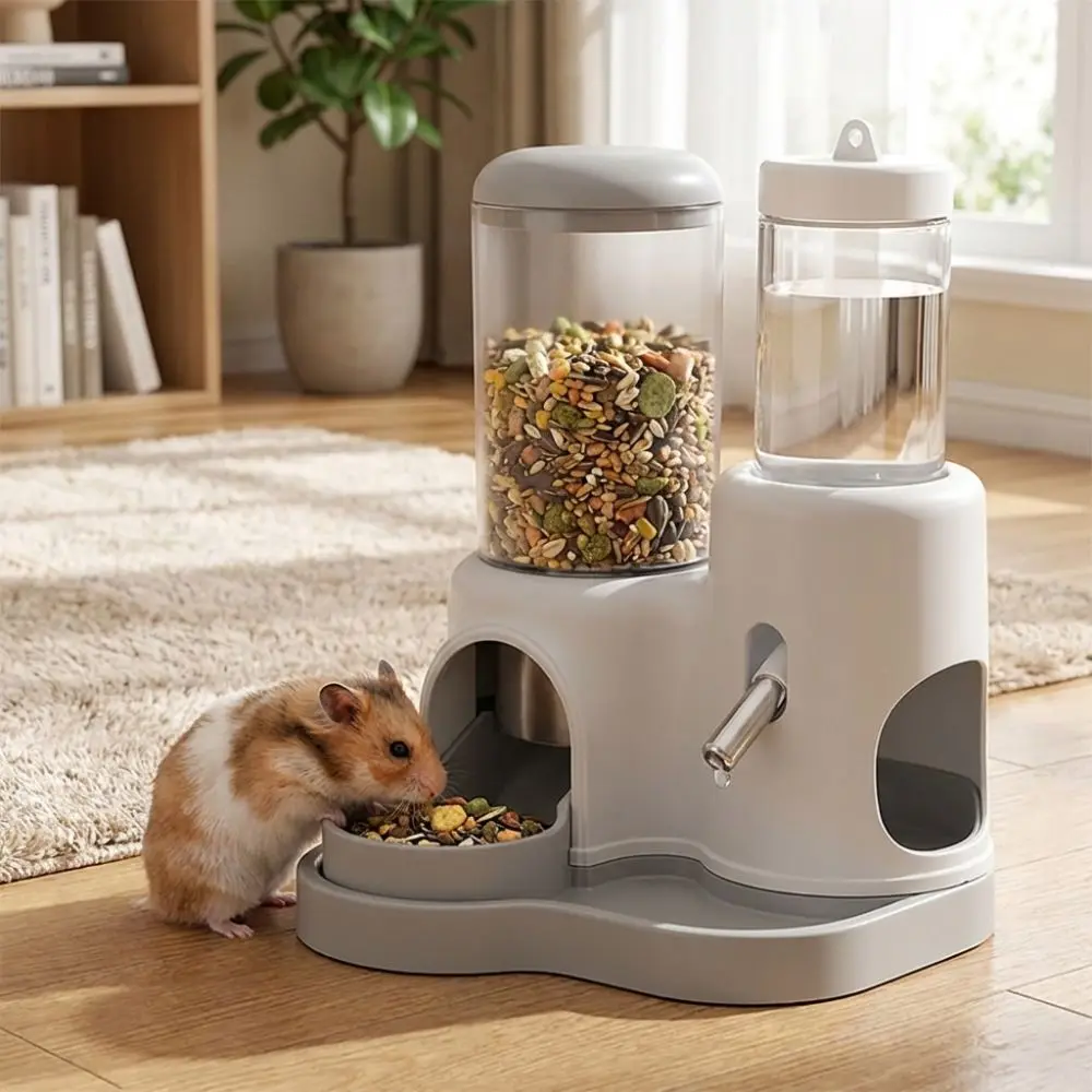 

Leak-Proof Hamster Water Dispenser Large Capacity Detachable Base Hamster Food Basin No Drip Rolling Ball Automatic Feeder