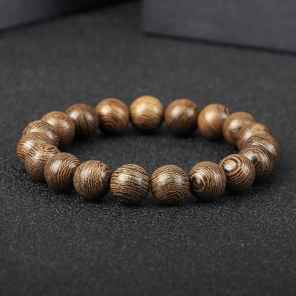 Hot Men Prayer Bracelets 6 8 10 12 MM Natural Wood Beads Stretch Bracelets & Bangles Women Wooden Yoga Meditation Jewelry Homme