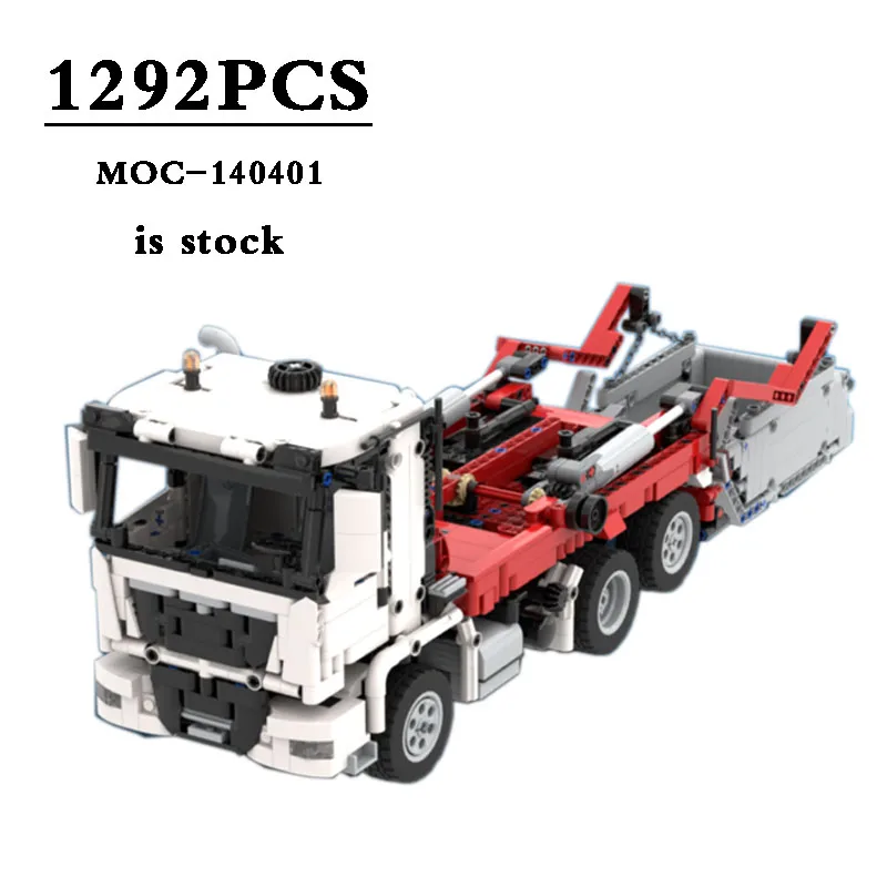 Klasyczna ciężarówka MOC-140401 MAN TGS Skip Loader 1290PCS dla dorosłych dzieci Puzzle klocki budowlane zabawka skala 1:21 prezenty na urodziny,