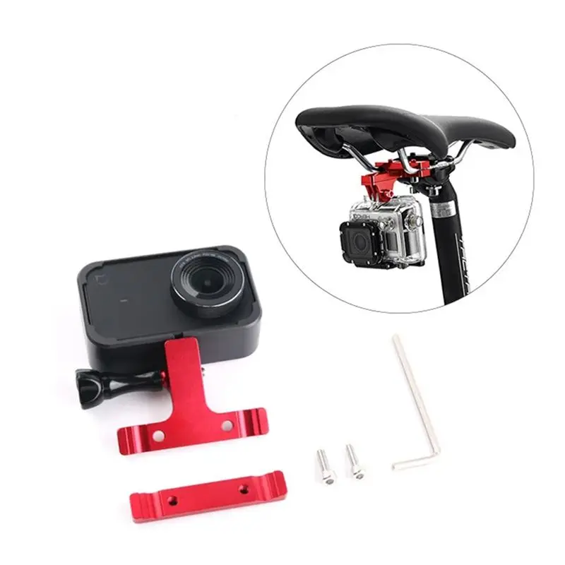 [Techverse]-For Gopro Accessories Rear CNC Aluminum Bicycle Back Holder Tail Mount Bike Seat For Go Pro Hero 9 8 5 Red