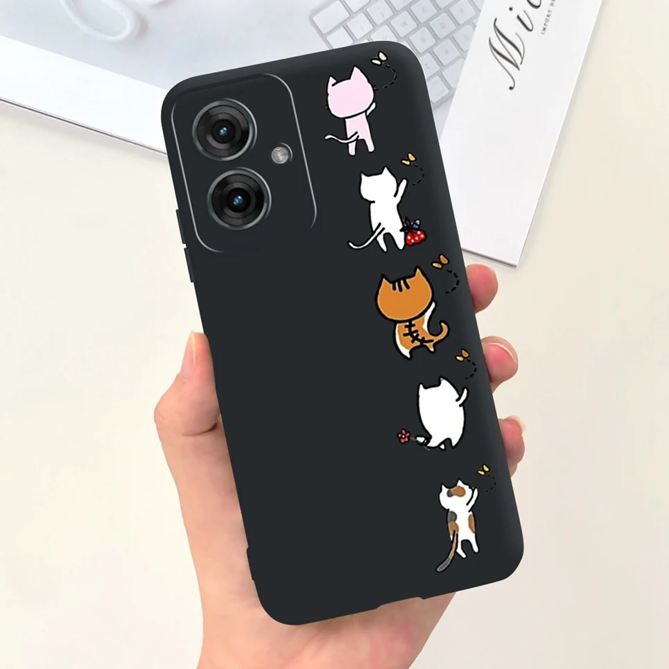 Animals Painting Phone Case For Motorola Moto G55 5G MotoG55 G 55 Back Cover Panda Rabbit Cat Funda Bumper Soft Silicone