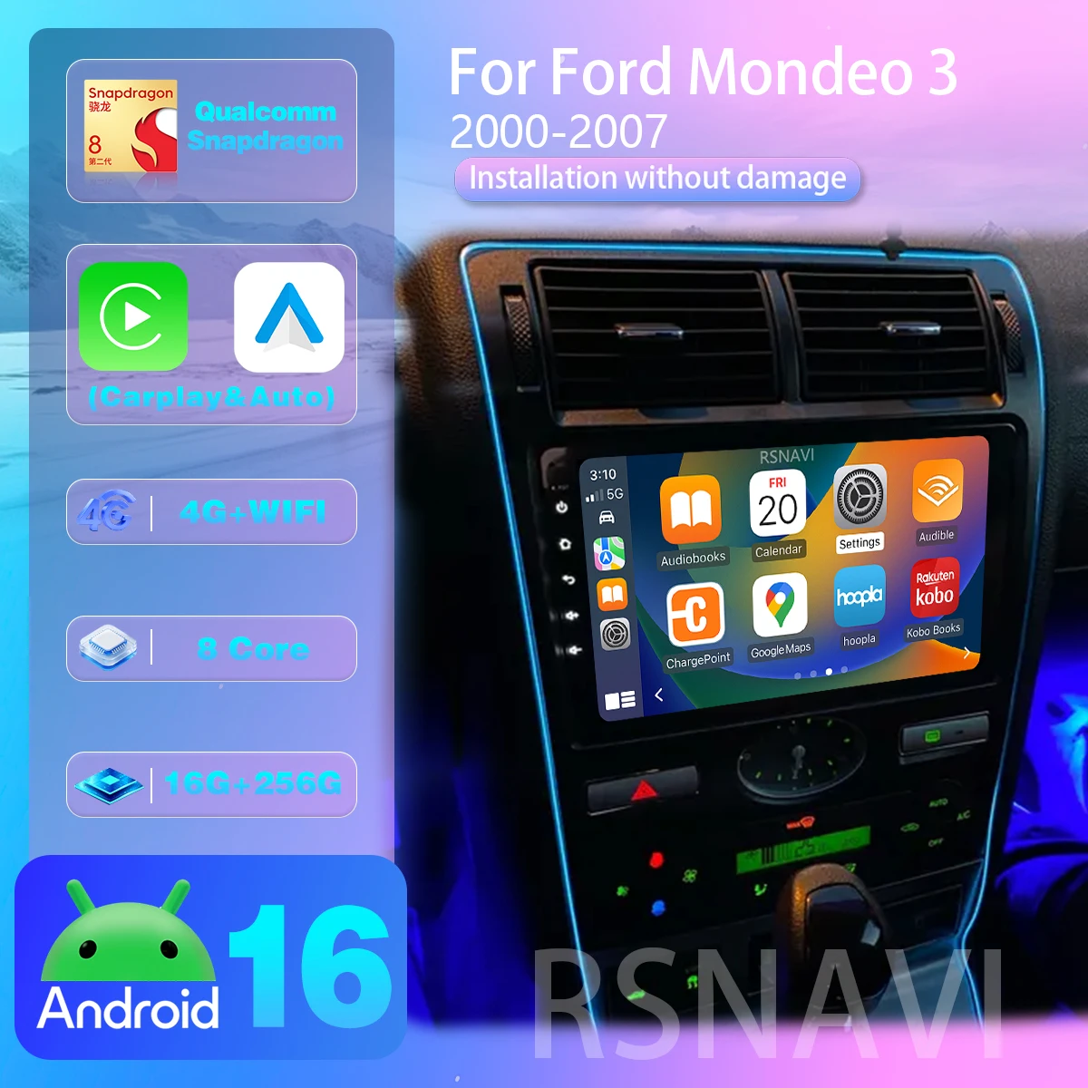 RSNAVI Android 16 Für Ford Mondeo 3 2000-2007 Carplay Auto Autoradio Player 2din Head Unit Drahtloses WIFI+4G Versand innerhalb von 24 Stunden