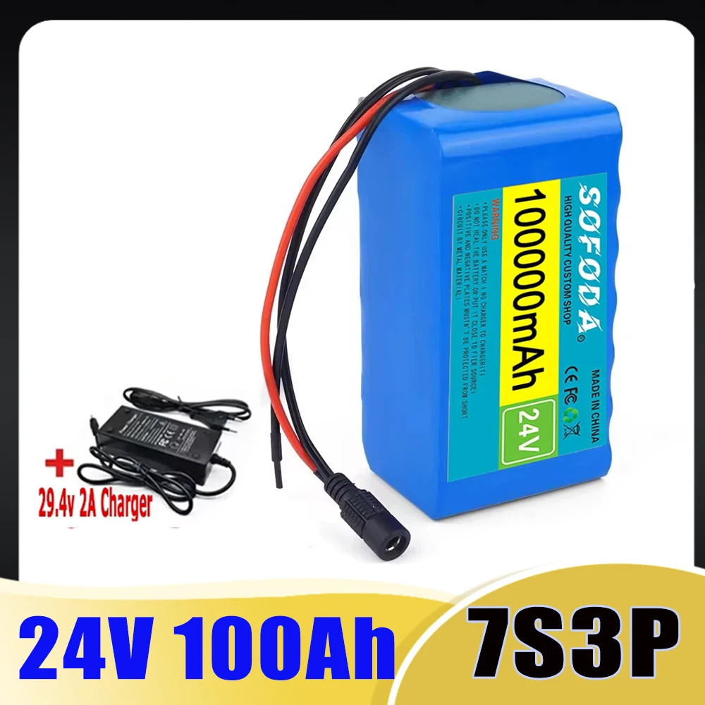 24V 100Ah 7S3P Battery Pack 29.4V Rechargeable Lithium Battery for 250W-350W Electric Wheelchair Motor Power Supply with BMS