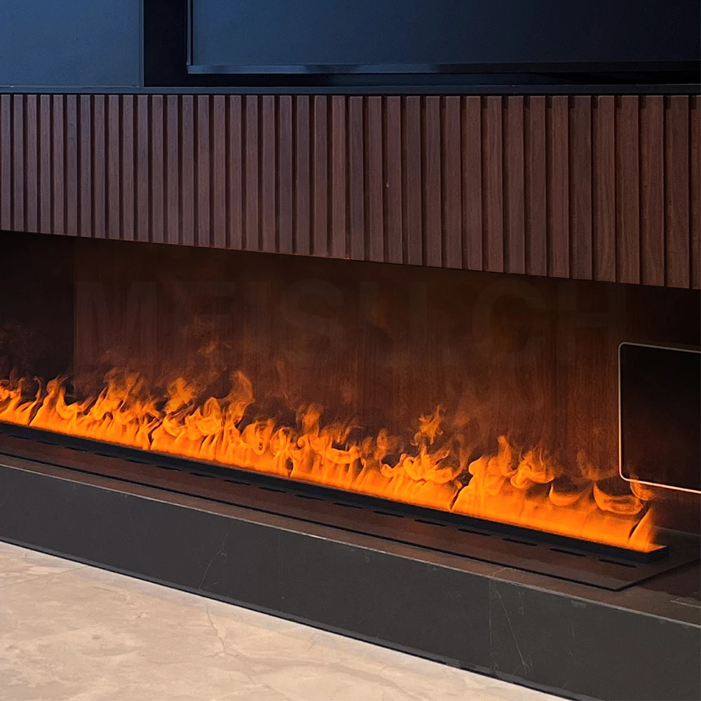 

MEISU.CH Led Lantern Insert Modern Flame Led Long Digital Glass Electric Fireplace Water Jacket Atomizing Fireplace