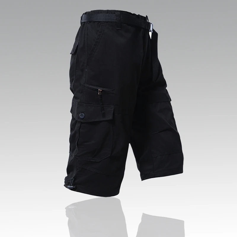 Men's Cotton Shorts Summer Casual Shorts Large Size Solid Cargo Shorts Camo Elastic Waist 3/4 Below Knee Relaxed Fit Hiking Shor