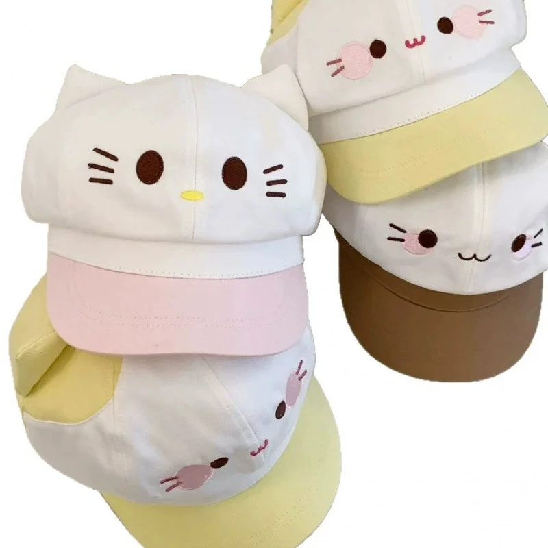 Sweet and Cute Fish-Printed Cat Beret for Women: Cartoon-Style Versatile Octagonal Hat for Outings—Newsboy or Artist-Style Hat