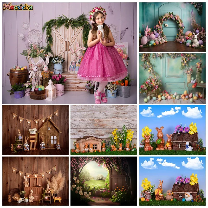 

Mocsicka Easter Party Decor Backdrops Party Spring Meadow Egg Backgrounds Kids Portraits Cake Smash Photography Banner Studio