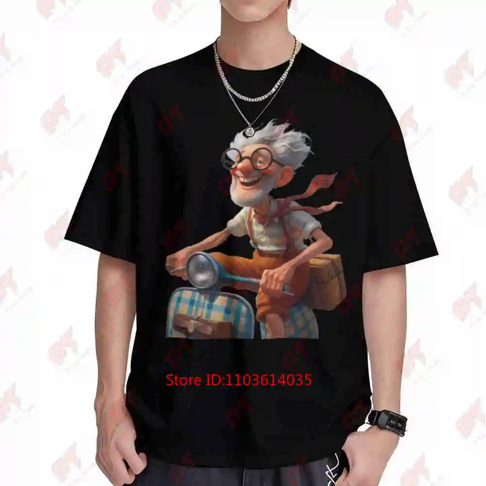 Retro Scooter Rider Happy Adventure Short Sleeve Tee 100% Cotton T-Shirt
