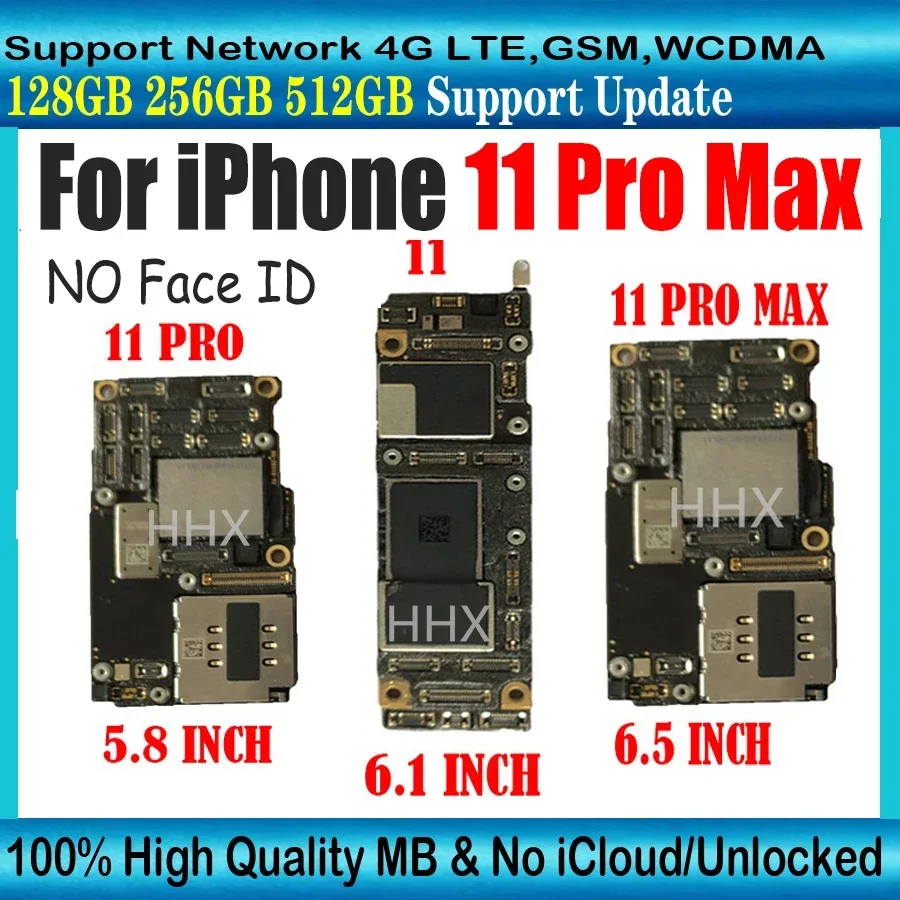 Original Unlocked For iPhone 11 / 11 Pro Motherboard With Face ID Mainboard Clean iCloud For iPhone 11 Pro Full Chips Plate