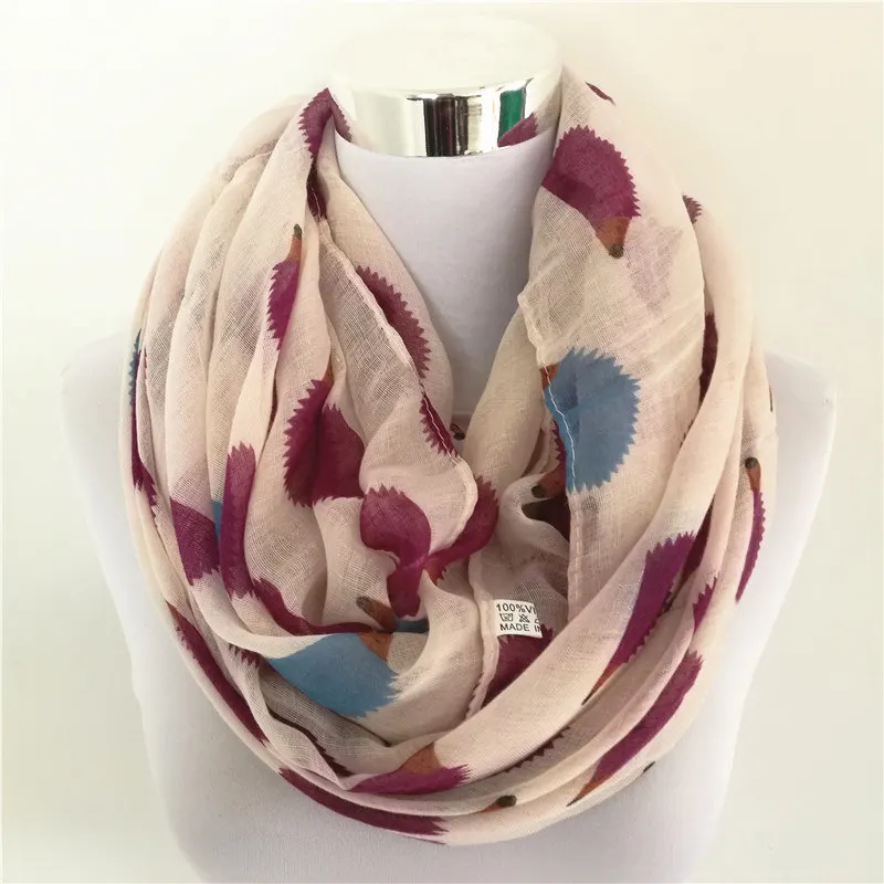 fashion animal print ring scarf for women hot sale hedgehog loop scarf horse infinity scarf circle neckerchief