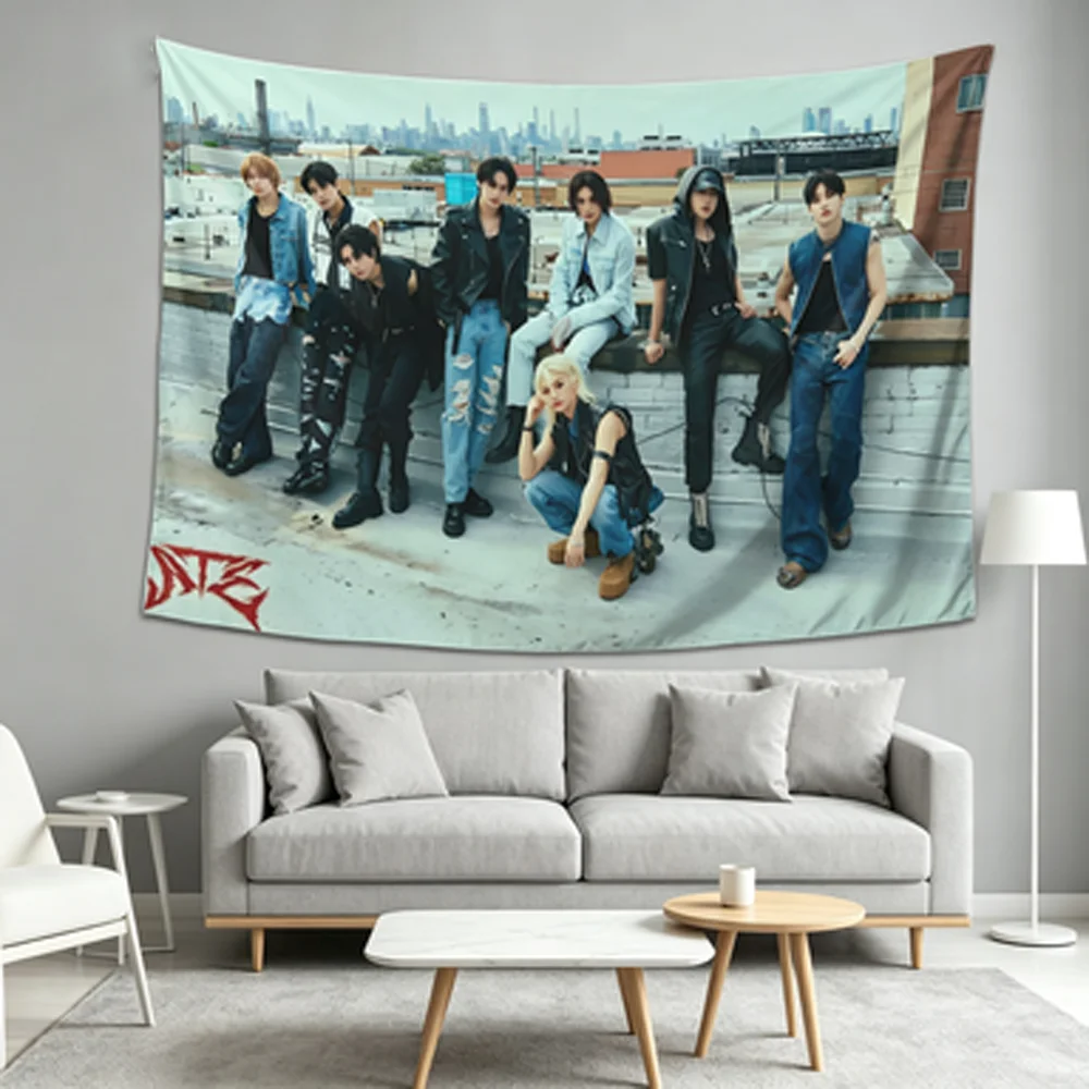 Stray Kids ATE K-pop Idol Group Tapestry Wall Hanging Decor for Bedroom Dorm Fan Room SKZ Rooftop Poster Artwork