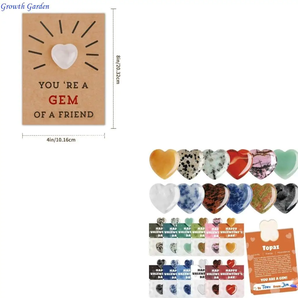 

24pcs Valentines Cards и красочные камни в форме сердца для класса подарков E65D