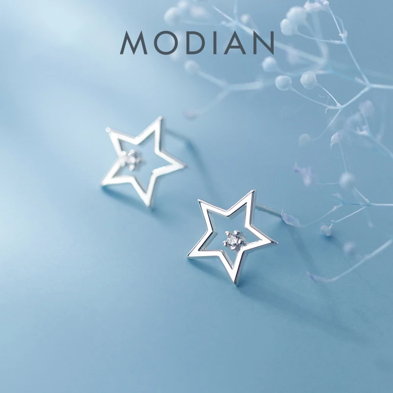 

Modian Classic Sterling Silver 925 Simple Star Stud Earring for Women Gift Fashion Anti-Allergy Ear Pin Fine Jewelry Accessories