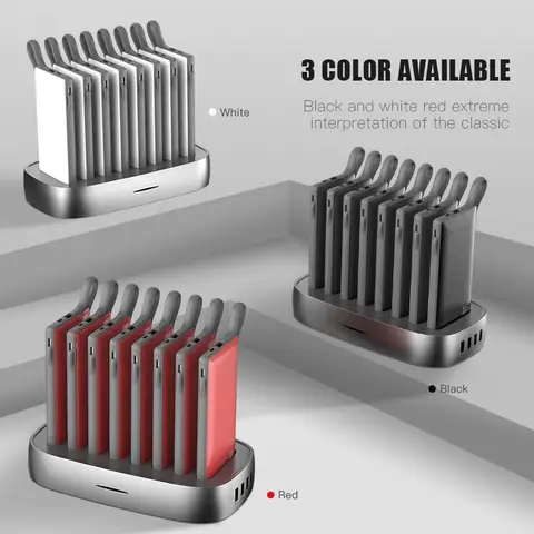 Domars 8pcs 10000mAh Shared Power Bank Combo Set Fast Charging Mobile Battery With Built-in Data Cable Suitable for Home Cafe