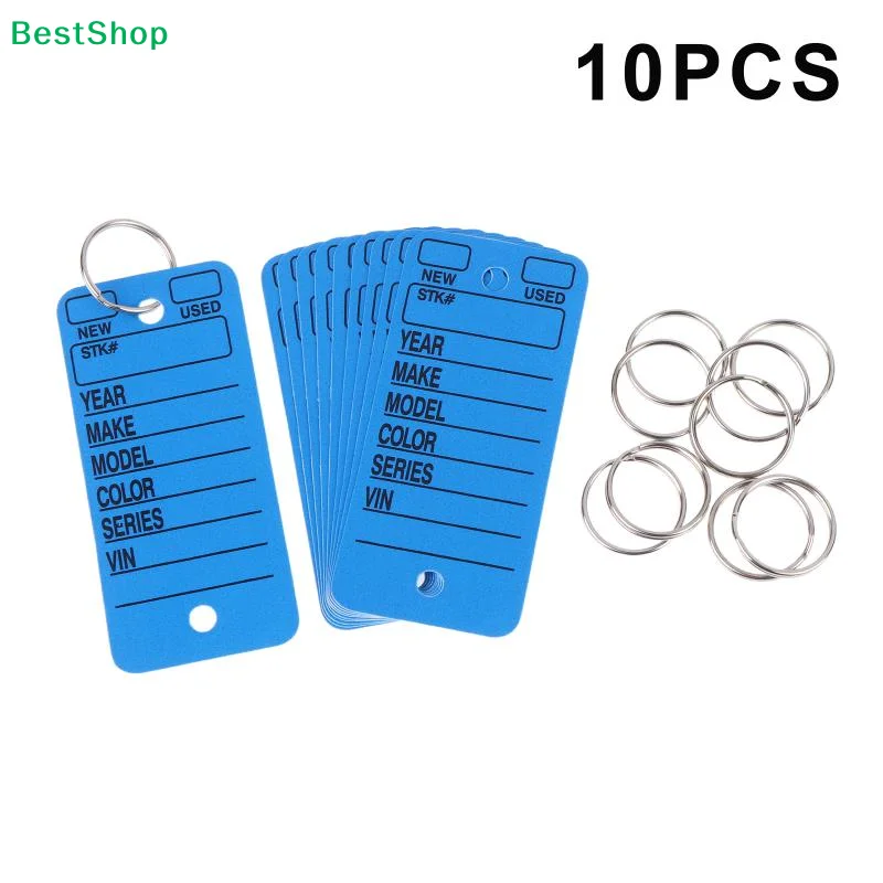 〔Q〕10Pcs Stylish Card-shaped Car Keychain Pet Name Tag Waist DIY Accessory Bag Charm Decoration Handwritten Label