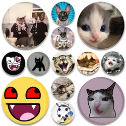 Funny Cute Animals Cats Frog Button Pins Round Creative Brooches for Backpack Jewelry Accessories Gifts Handmade Badge