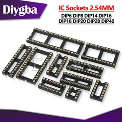 10PCS IC Sockets 2.54MM DIP6 DIP8 DIP14 DIP16 DIP18 DIP20 DIP28 DIP40 pins Connector DIP Socket 6 8 14 16 18 28 40 pin round