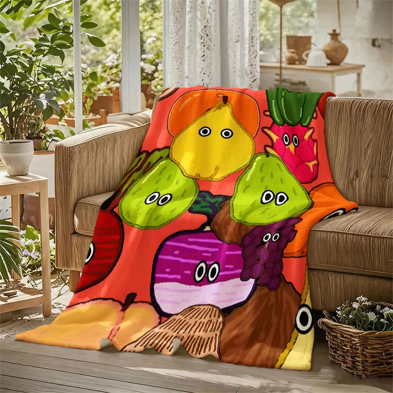 kawaii fruit veggie characters Flannel Blanket Warm Soft Halloween Christmas Decorative Couch Warm Cozy All-Season Gift