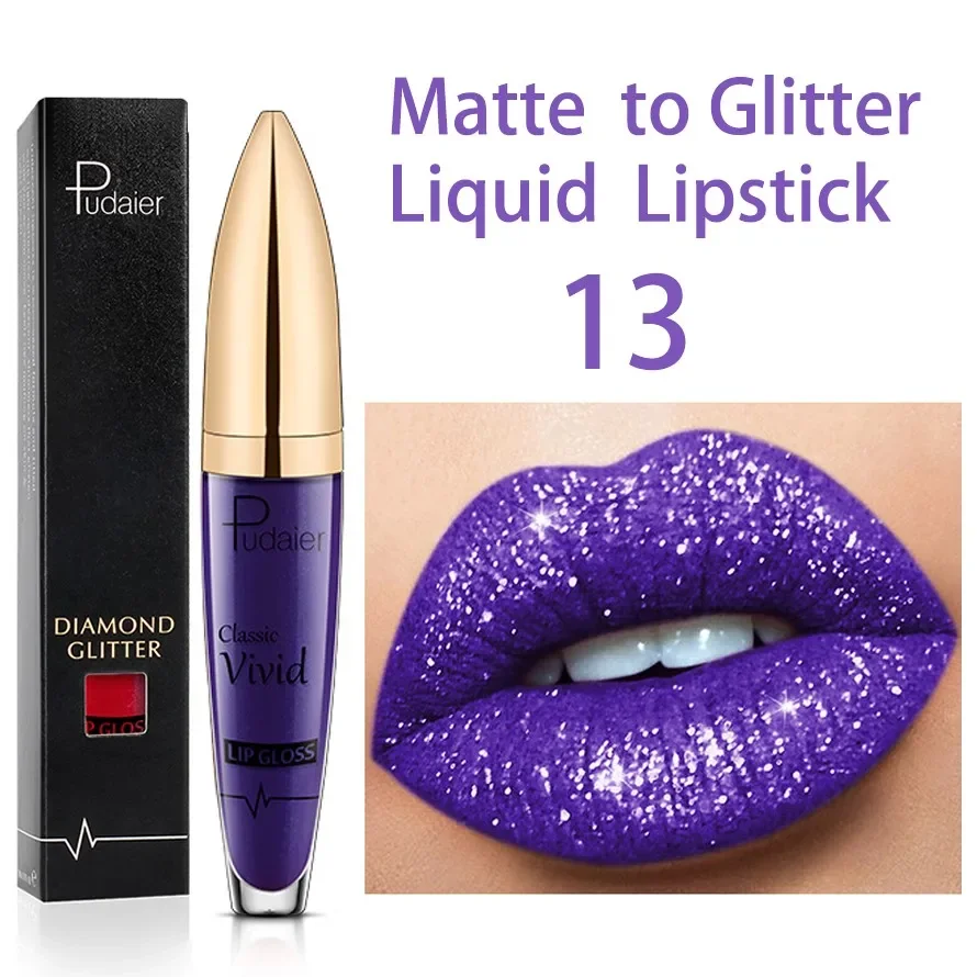 Shiny Lip Gloss Waterproof Diamond Shimmer Glitter Lips Plumper Glaze Long Lasting Highly Pigmented Liquid Lipstick Women Makeup