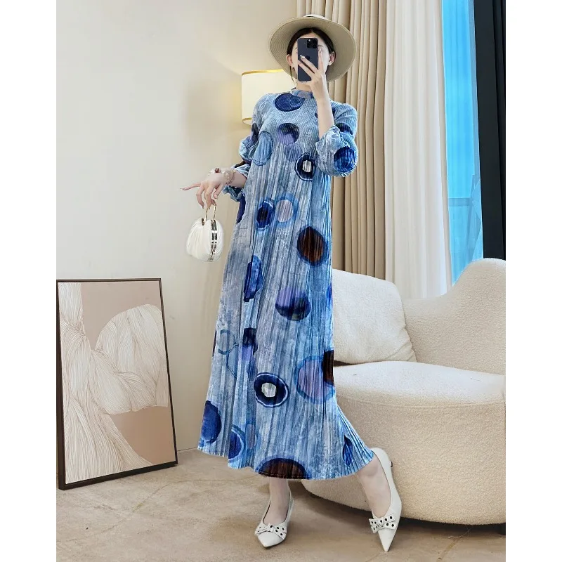 Miyake Herbst Neue Damen Plissee Kleider Lose Große Größe Stretch Casual Nahen Osten Ballkleider Formelle Anlässe Tragen