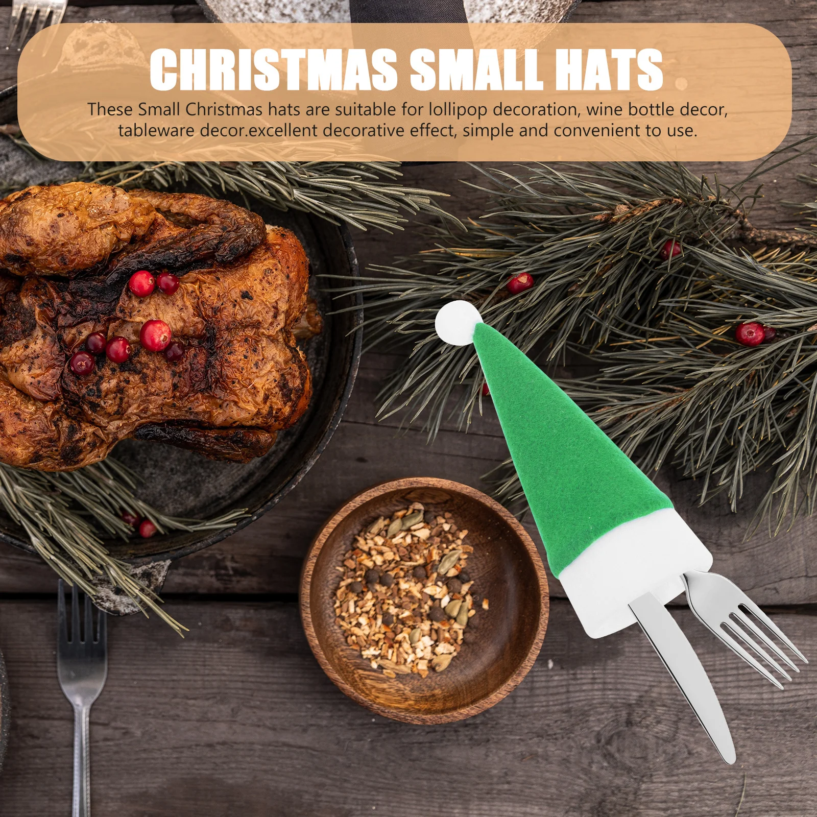 

10Pcs Christmas Lollipop Hat Decorative Small Hats for Xmas Lollipop Wine Bottle Tableware Decoration Small Hats