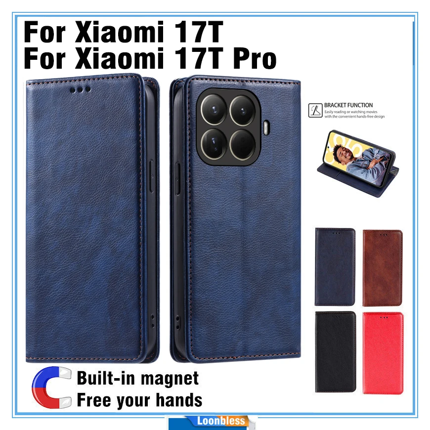 Funda de cuero tipo cartera para Xiaomi 17T, funda para Xiaomi 17T Pro, funda para Xiaomi 17T 5G, 17 T, Xiaomi17T Pro, con ranuras para tarjetas.