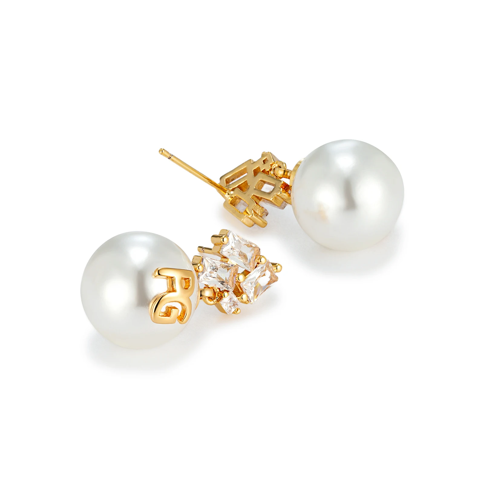 

PG 2025 Women's New Style Fashion French Romantic Simple Set of Diamond-Zirconia Round Bead Earrings Jewelry Earring Accessories