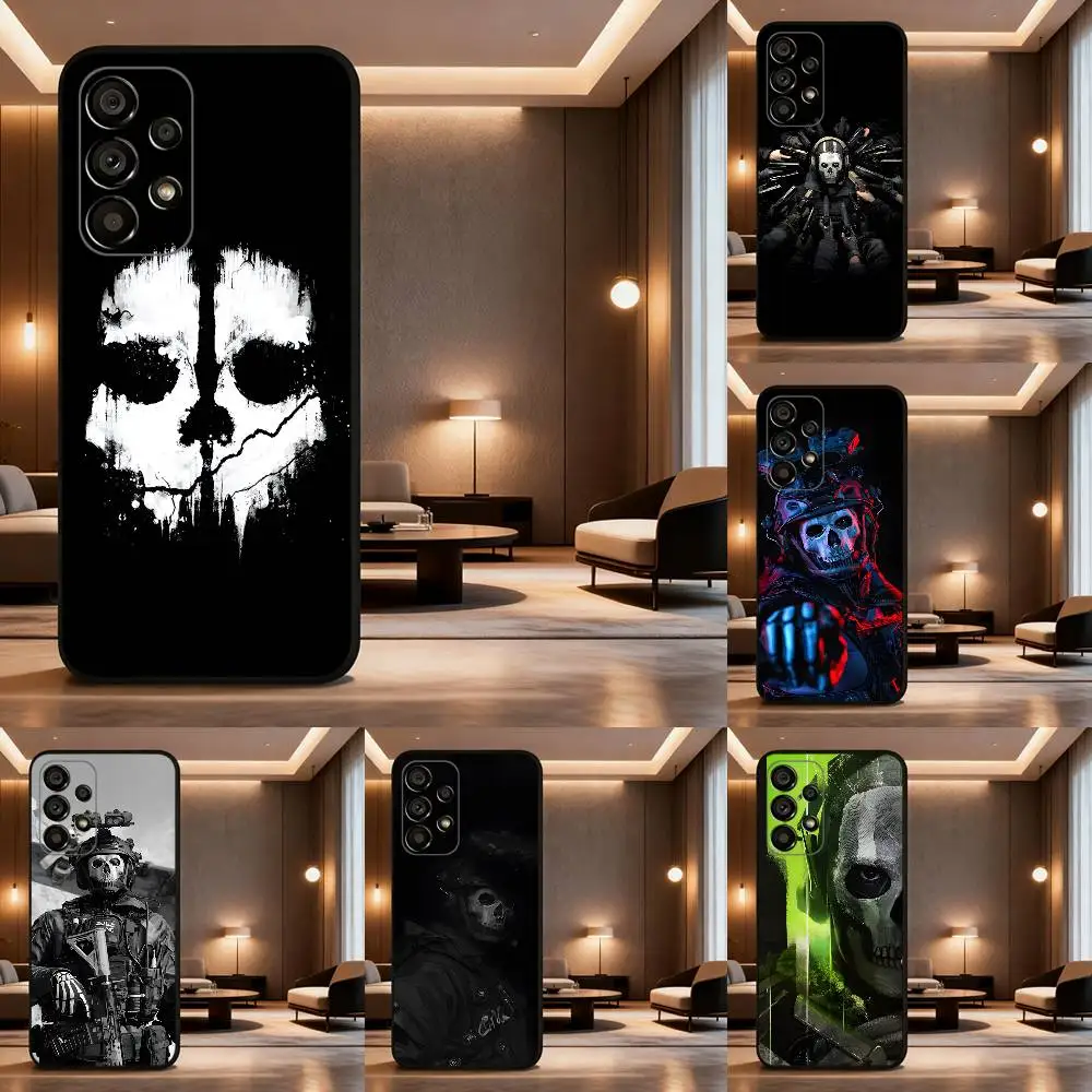 

C-COD Call Of D-Duty Ghost Case For Samsung Galaxy A73,72,41,J7,22,Note,31,8,9,52,71,53,32,Soft Black Silicone Cover