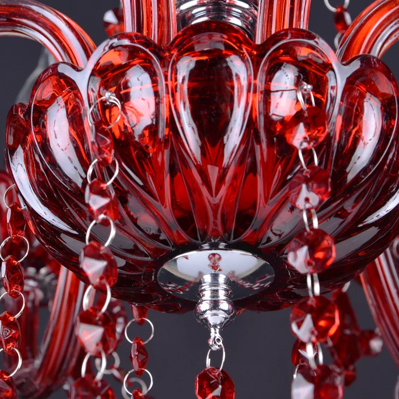 Modern Red K9 Crystal Chandelier Lustre Crystal Chandeliers Lustres D60cm H65cm De Cristal Chandelier LED AC Villa RED Lamp